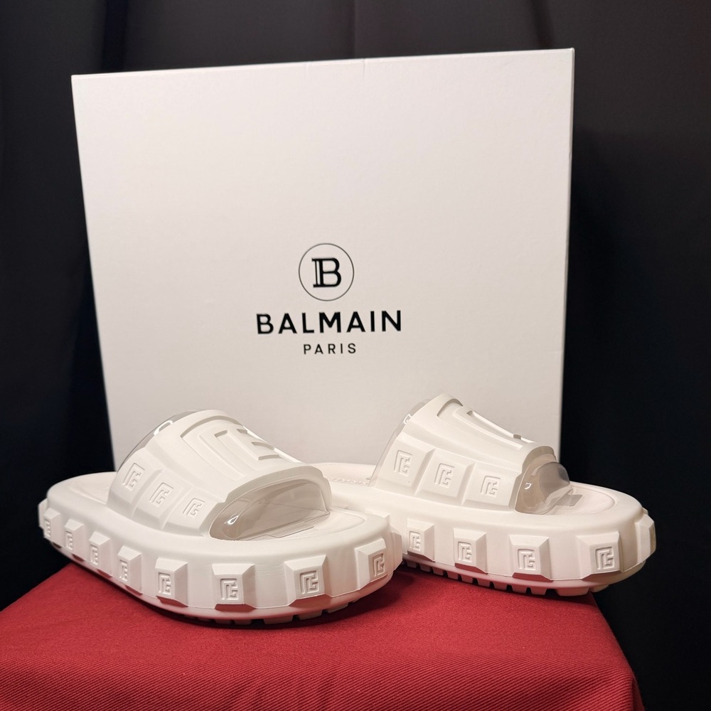 Balmain Rubber White Slides